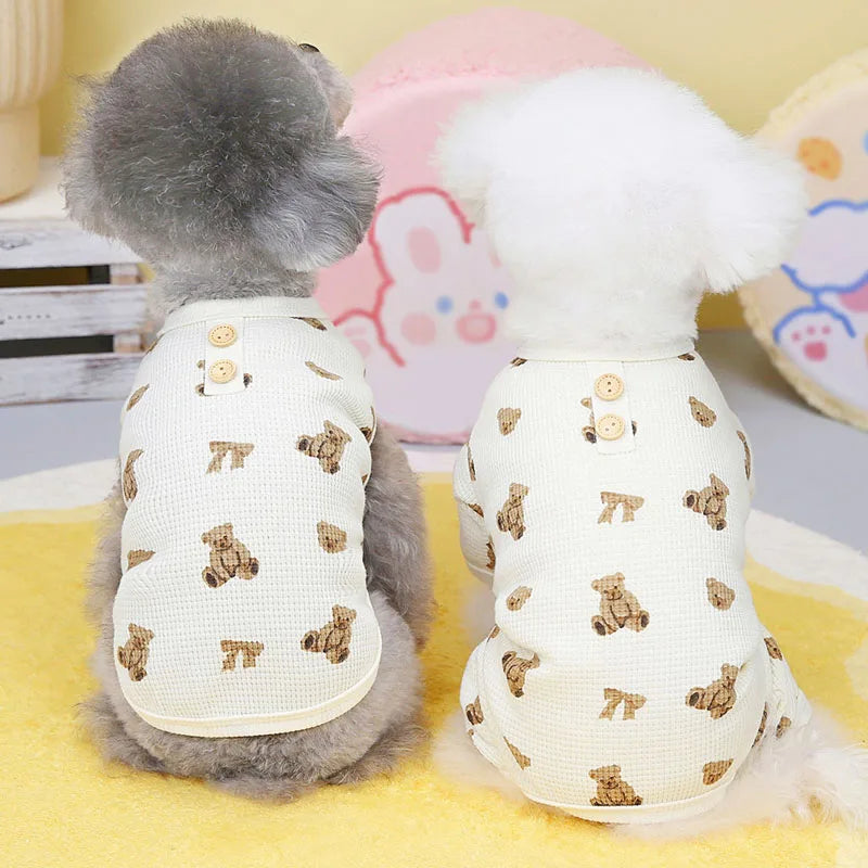 Animal Pattern Dog Pajamas Pet Clothes Dog Jumpsuit Pyjamas Sleeveless Vest Hoodies for Small Dogs Chihuahua Puppy Cat Pijamas S