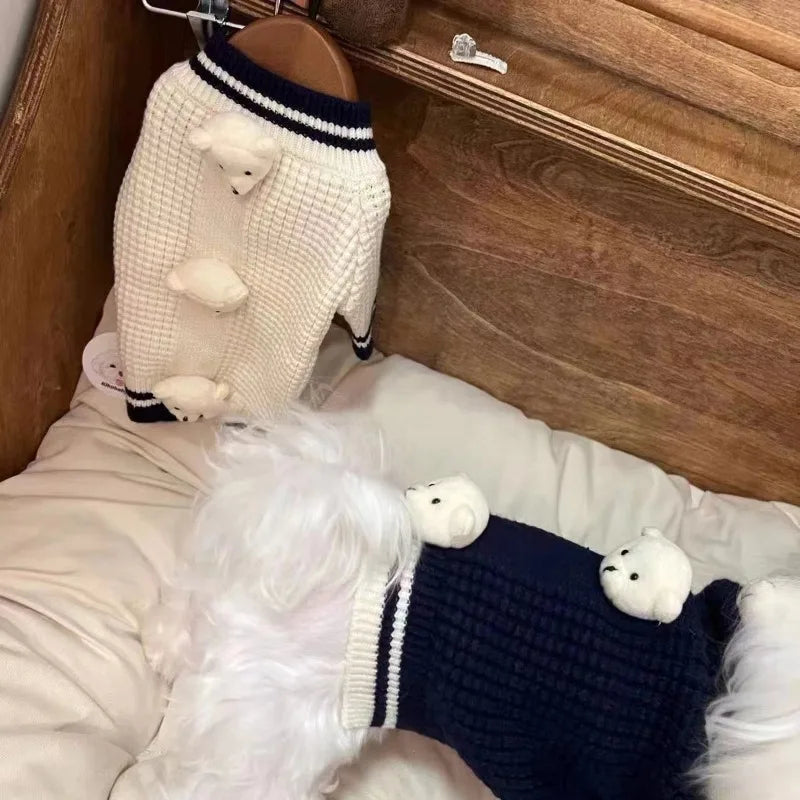 Fashion Cute Pet Sweater Puppy Bear Coat Winter Warmer Teddy Bear Knitted Sweater Teddy for Small Dog Clothes