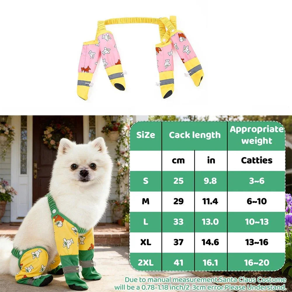Reflective Stripe Pet Strolling Going Out Pants Adjustable Dust-Proof Dog Four-Legged Pants Full Leg Protection Anti-Slip