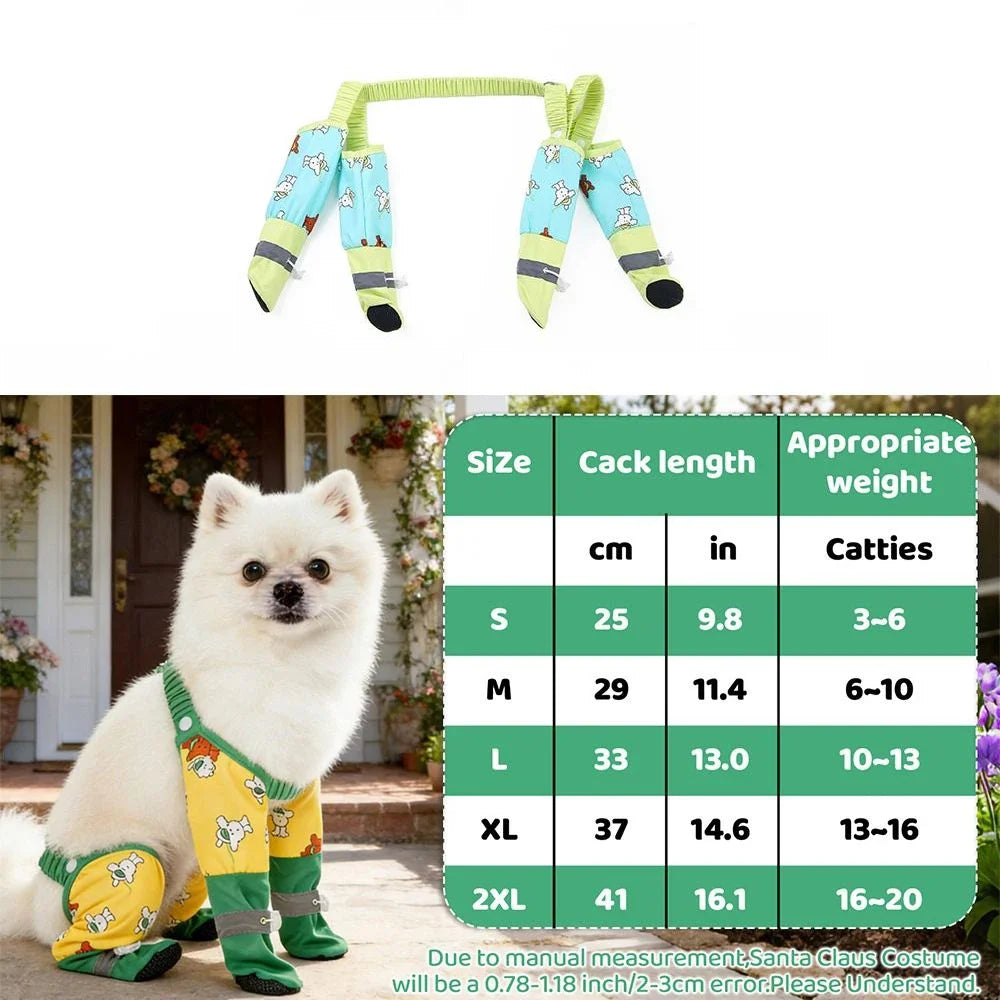Reflective Stripe Pet Strolling Going Out Pants Adjustable Dust-Proof Dog Four-Legged Pants Full Leg Protection Anti-Slip